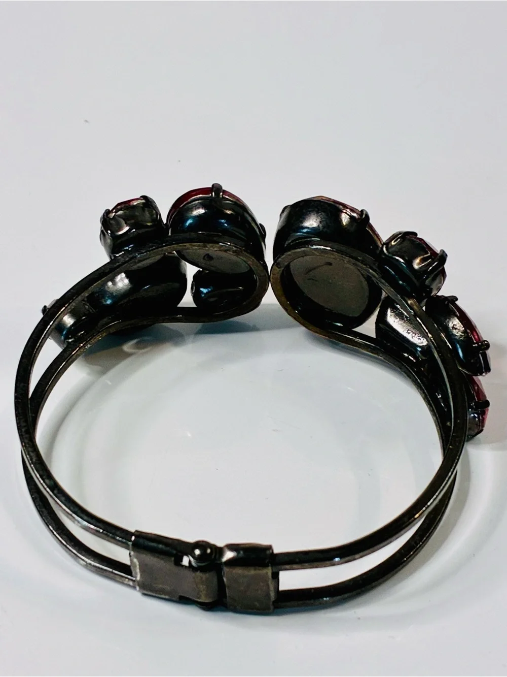 Bold Crimson Red Crystal Statement Cuff Clamper Bracelet - Women's Jewelry